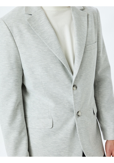 Koton Slim Fit Pamuk Karışımlı Cep Detaylı Mono Yaka Blazer Ceket Gri 5sam50004hk Gri