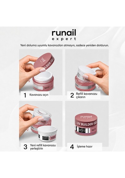 Yedek İç Kavanoz Runail Expert Protez Tırnak Jeli Uv Gel Nude Koyu Şeftali 50gr. Refill 114