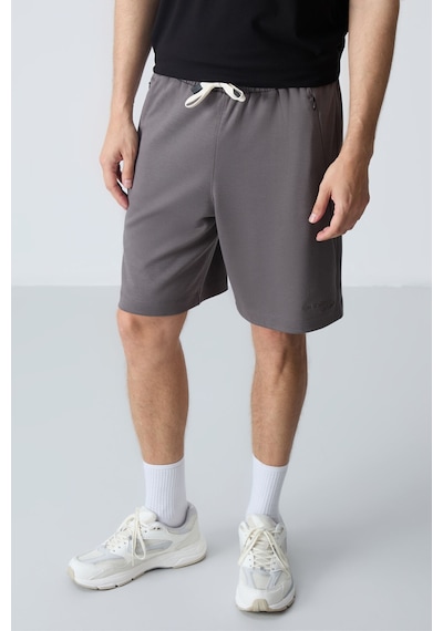Air Jones Tommy Life Koyu Gri Pamuklu Kalın Yumuşak Dokulu Standart Fit Basic Erkek Şort - 81276 Koyu Gri