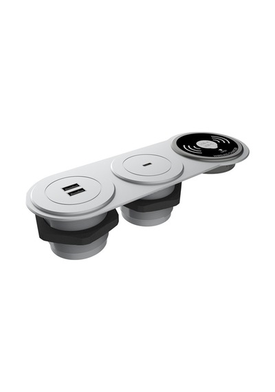 Circular-line Modüler Hızlı Şarj Kutusu Wireless UsbType-C Gümüş