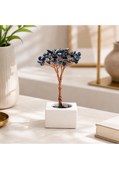 Bakgelal Doğal Lapis Lazuli Taşlı Yaşam Ağacı El Yapımı Dekoratif Masa Üstü Obje