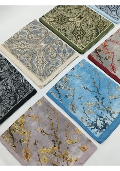 Eyfel Pamuklu Soft Özel Seri Şal Etnik & Çiçekli Desen, Orjinal, Tesettür Giyim, Yeni Koleksiyon Gri