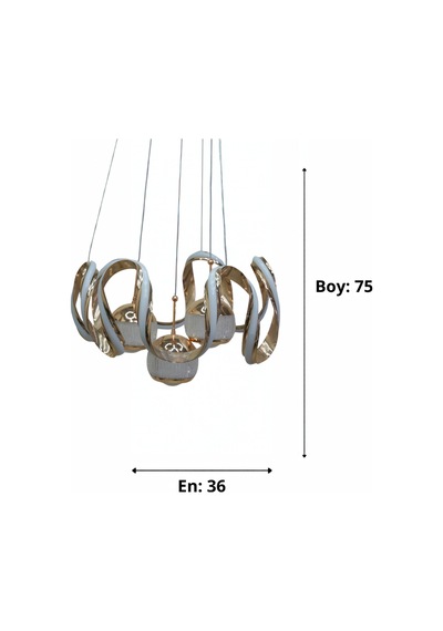 Helejon 6lı Büyük Modern Ledli Avize Çizgili 3 Renk Power Ledli Gold Kaplama Yatak Odası Salon Mutfak