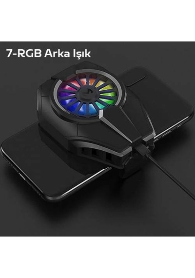 Coofbe Super Soğutucu 6000 Devir Rgb Işıklı Kasırga Telefon Soğutucu Elefon Soğutma Fanı Radyatör Soğutucu