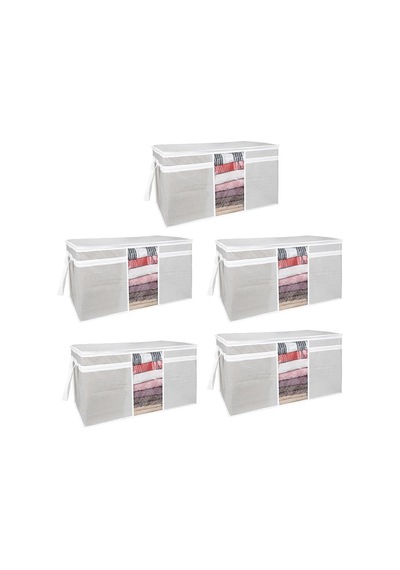 5 Adet Pencereli Yastık Hurcu 75x40x40 Cm - Gri 4401