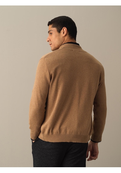 Xint Camel Regular Fit Dik Yaka Pamuklu Hırka 801663