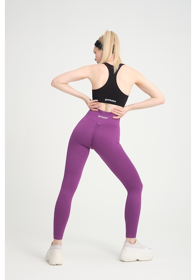 Gymhams Mor Kalçası Büzgülü Premium Fitilli Ekstra Push Up Yüksek Bel Esnek Toparlayıcı Spor Tayt