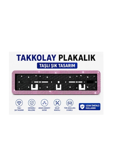 Plakalık Takkolay Taşlı Pembe 1 Adet Plakalık