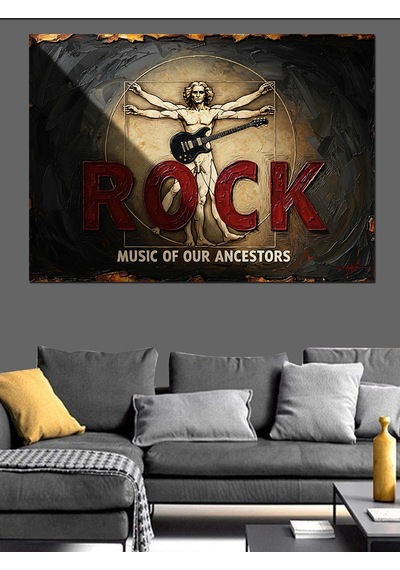 Ahşap Tablo Rock Müzik Temalı Vitruvius Adamı Hayvan Tabloları