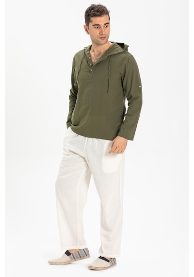 Şile Bezi Çift Cepli Kapüşonlu Erkek Sweatshirt Haki Hk-haki Haki