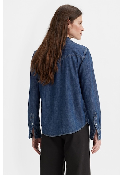 Levi's Oversize Uzun Kol Gömlek Yaka Kadın Denim Gömlek İndigo