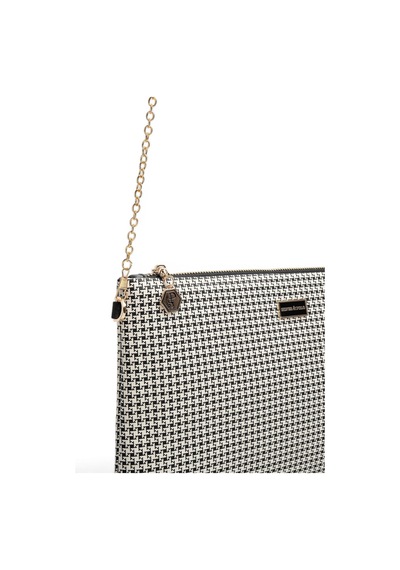 Silver Polo Siyah - Siyah Kaz Ayağı Ekose Kadın Portföy Ve Clutch El Çantası Sp1034