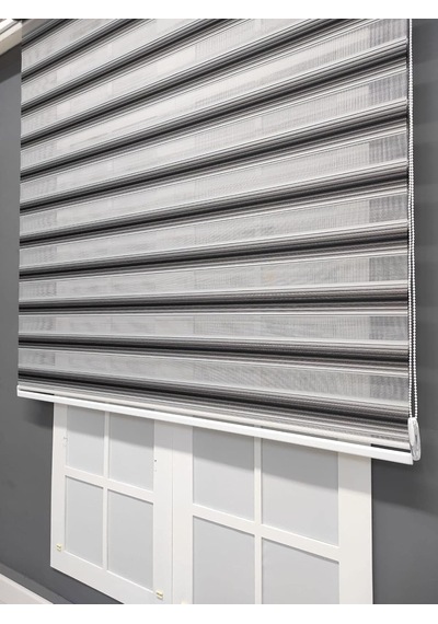 Siyah Gri Geçişli Zebra Stor 240x150 Çok Renkli