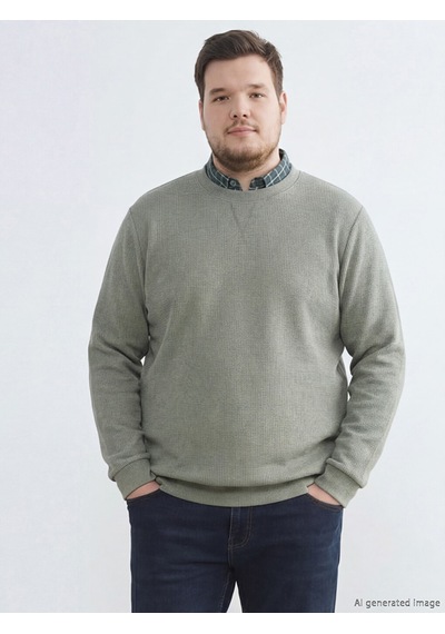 Lcwaıkıkı Classic Yeşil Bisiklet Yaka Erkek Sweatshirt
