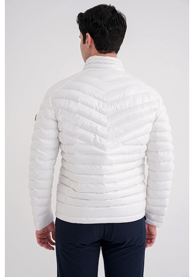 Slim Fit Hakim Yaka Yan Cepli Kaz Tüyü Beyaz Şişme Mont Mt 176 Beyaz
