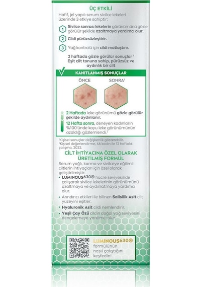 Nivea Luminous630 Sivilce Karşıtı Serum 30 ML + Derma Skin Clear Sivilce Karşıtı Yüz Temizleme Jeli 150 ML