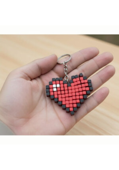 Kalp Figürlü Stres Atıcı Kalp Çanta Bag Charm Süsü Kırmızı - Siyah