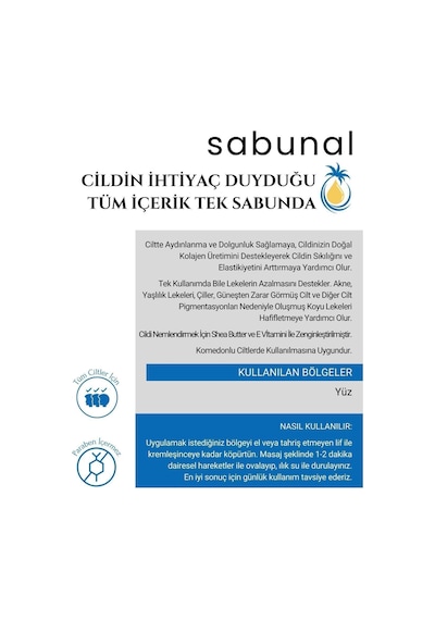 Sabunal Kolajen Sabunu - Hyaluronik Asit ve Kojik Asit İçerikli Aydınlatıcı Sabun 100 G