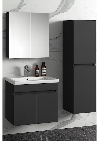 Viena Banyo Dolabı Ve Ayna Üst Modül Takım Antrasit