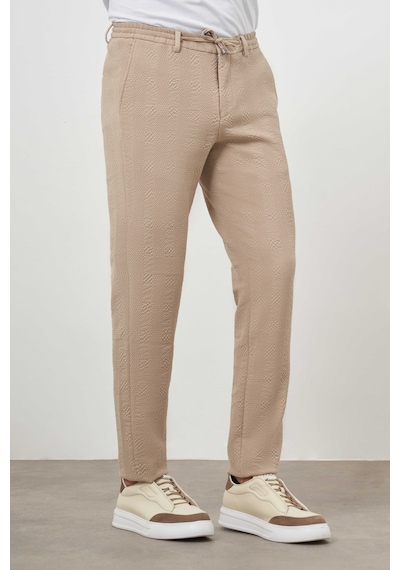 Morven Erkek Bej Poliviskon Trend İpli Jogger Slim Fit Spor Pantolon Bej