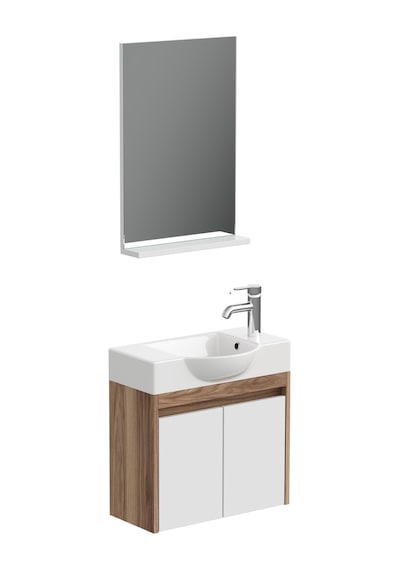 Aqua Bagno Minizia Banyo Dolabı 55 X 32 Cm. Doğal Ceviz -beyaz ,lavabo Dahil Abs.50.35.06.03 Ceviz - Beyaz Aqua Bagno Minizia Banyo Dolabı 55 X 32 Cm. Doğal Ceviz -beyaz ,lavabo Dahil Abs.50.35.06.03 Ceviz - Beyaz