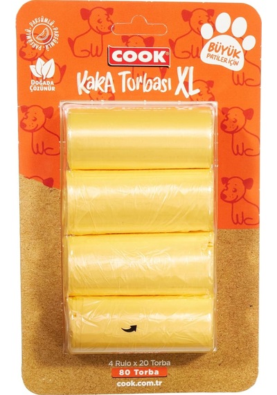 Kaka Torbası, Büyük Boy, 4 Rulo X 30 Torba, 120 Adet, Kavun Kokulu, Turuncu