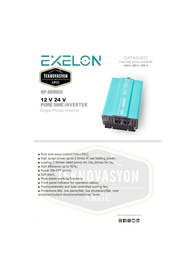 Exelon  Tam Sinüs 3000w 24v İnverter