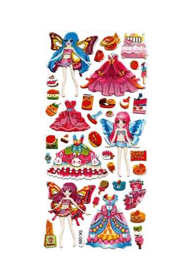 Sticker Kabartmalı Stiker Defter, Planlayıcı Etiket Sk099 9x18 Cm- Peri Kız Giydirme