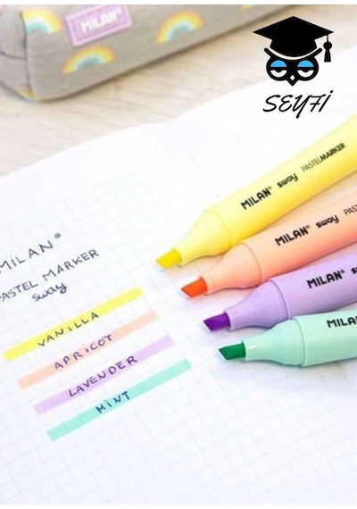 Fosforlu Kalem 4 Renk Pastel Renkler Milan Kalitesi Made İn Spain Çok Renkli