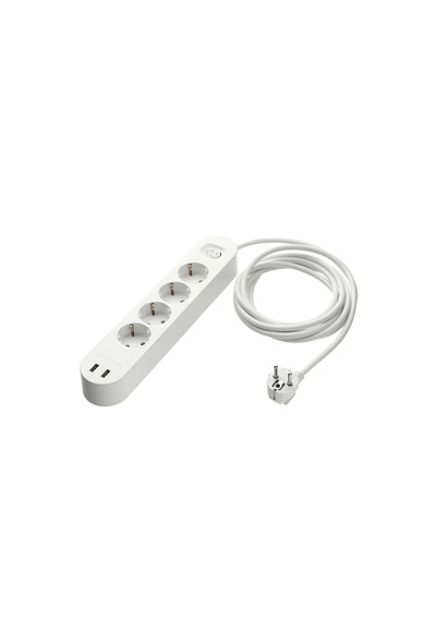Ikea Koppla 2 Usb Girişli 4'lü Priz, Beyaz, 3 M Uzatma Kablolu