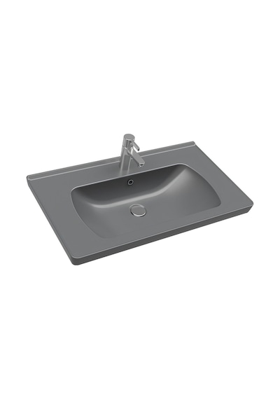 Seramiksan Saturn A142021K Etajer Uyumlu Lavabo Mat Antrasit 80 CM