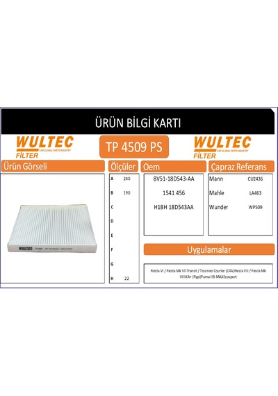 Tp 4509 Polen Fıltresı Ford Fıesta Vı Courıer 8v51