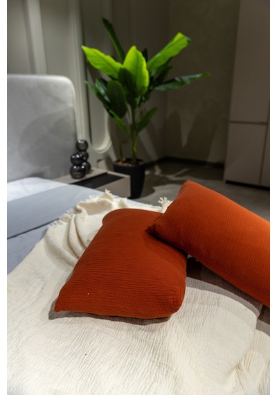 Kiremit 4 Katlı Müslin Yastık Kılıfı 50x70cm 2adet