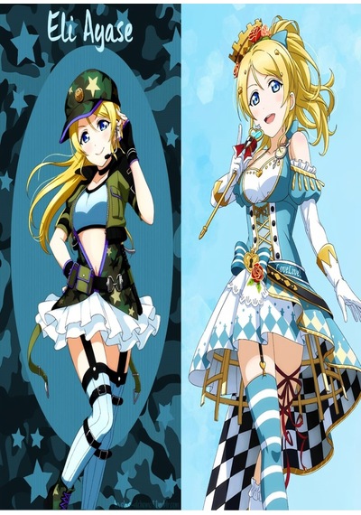 Anime Love Live - Eli Ayese Desenli Çift Sarılma Yastığı Hugging Pillow Kılıfı Çok Renkli