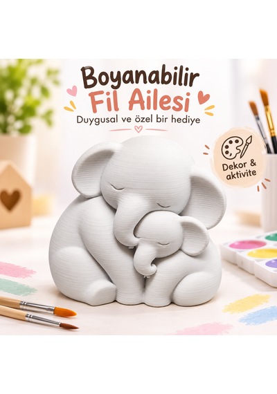 Boyanabilir Sevimli Hayvan Figürü Dekoratif Hobi Ve Boyama Objesi Fil