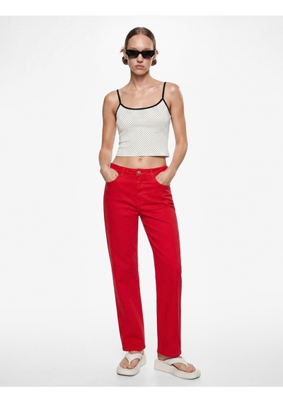 Koton Pamuklu Slim Fit İnce Askılı Puantiyeli Atlet Ekru Desenli 6sal30262ık