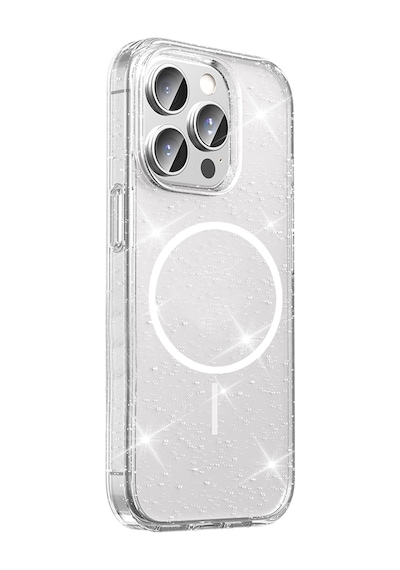 Apple Uyumlu iPhone 14 Pro Max Kılıf M-safe Şarj Özellikli Parlayan Simli Saydam Renkli Kapak Maris Şeffaf