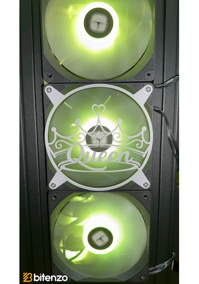 Kraliçe Tacı "queen" Yazılı 120x120 Mm Pc Fan Kapağı - Masaüstü Bilgisayar Fan Kapağı Beyaz