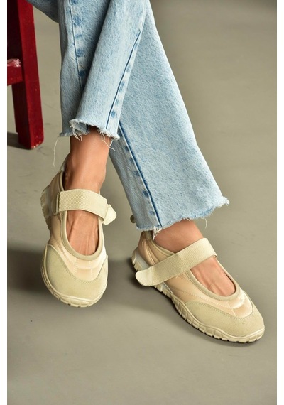 Fox Shoes V312651304 Bej Kumaş Bantlı Günlük Kadın Ayakkabı Bej