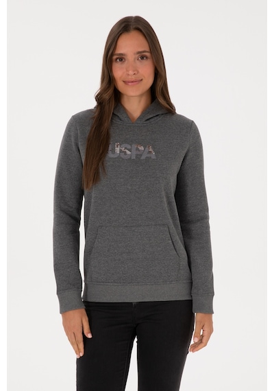 U.S. Polo Assn. Kadın Antrasit Melanj Kapüşonlu Basic Sweatshirt 50307711-VR081
