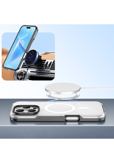 Apple iPhone 16 Pro İle Uyumlu N52sh Mıknatıslı Güçlü Magsafe Şarj Özellikli Telefon Kılıfı Kapak