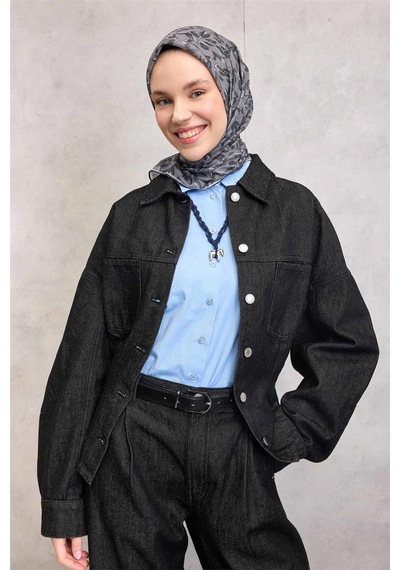 Silk Home Pamuk Polyester Soft Eşarp Açık Gri Çiçek Desenli Kaymaz Dokulu 90x90 Çok Renkli