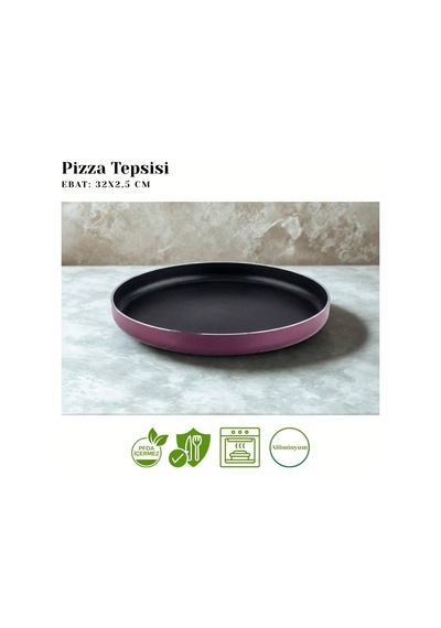 32 Cm Granit Pizza Tepsisi - Mürdüm Çok Renkli