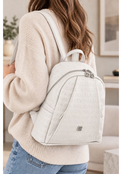 Beyaz 4040 Orijinal Just Polo Kadin 9 Bolmeli Orta Boy Sirt Cantasi 31x29 Cm White