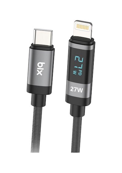 Bix BX06CL Type-C To Lightning 27 W Led Ekranlı Şarj Data Kablosu