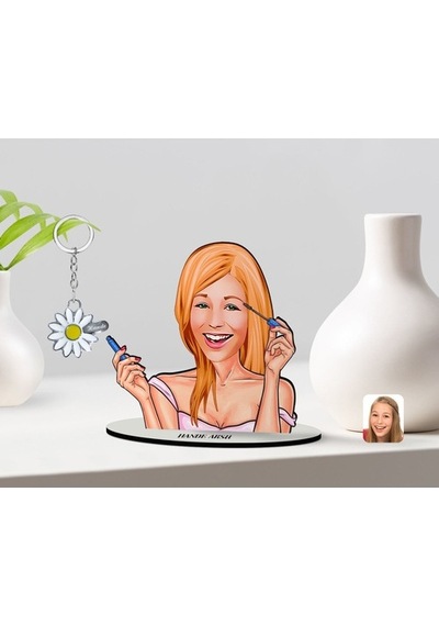 Kişiye Özel Kadın Karikatürlü 3D Ahşap Biblo Ve Isimli Silver Pap (473567220)