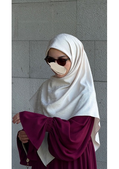 Qalortex Scarf Premium Jakarlı Mira B.boy Eşarp -ekru