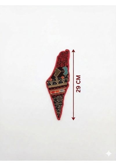 Askılı Filistin Haritası Üzrine Filistin Renkli Nakışlı Küçük Hacmi 29 Cm P00058 Diğer