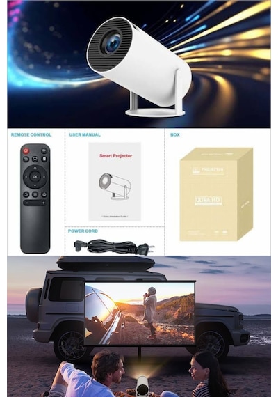 Wearfitpro Hy300-1 Taşınabilir Projektör 1080p Android Son Sürüm Kablosuz Bağlantı Mini Ev Sineması 4k Yansıtma