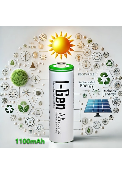 I-Gen B154 2 Adet AA 1100 mAh Şarjlı Kalem Pil 1.2V Ni-MH Solar Aydınlatma Uyumlu
